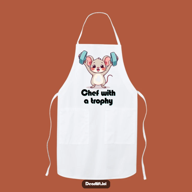 Funny Kawaii Mouse Apron: Victory Workout Fun - Humorous Cook Gift