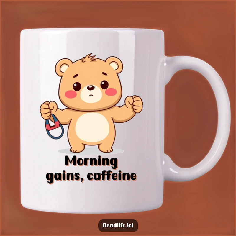 Funny Kawaii Bear Mug, Strong Cub Fitness Gift for Workout Enthusiasts