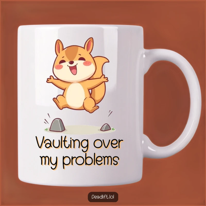 Funny Kawaii Squirrel Mug Jumping Obstacle, Perfect Humorous Gift for Animal Lovers