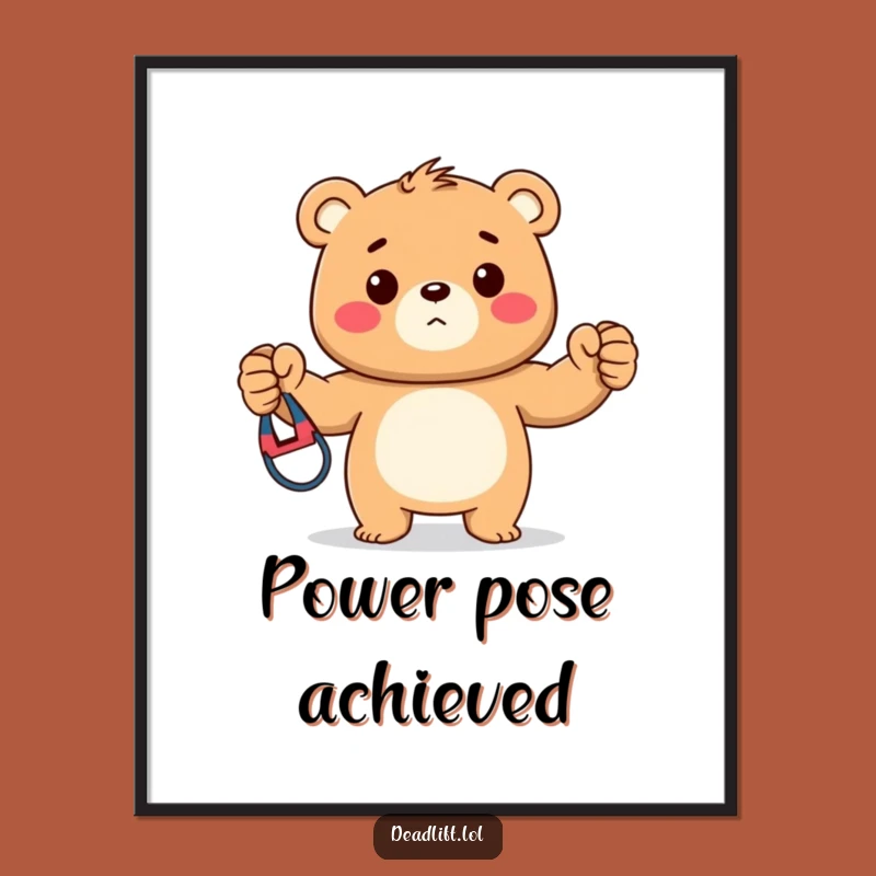 Funny Kawaii Bear Digital Art, Printable Fitness Motivation Gift