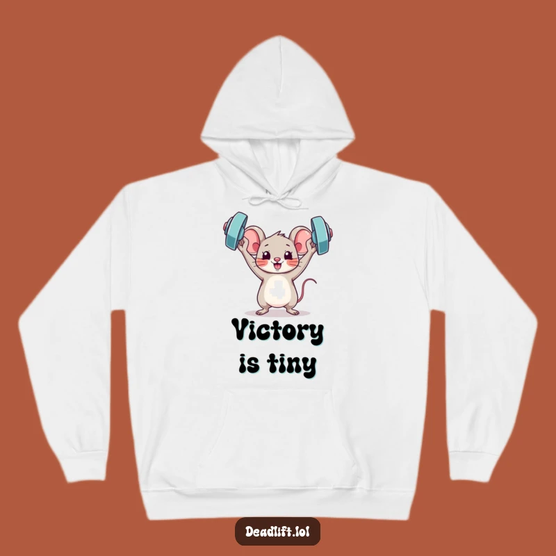 Funny Kawaii Mouse Hoodie: Cozy Victory Pose - Ultimate Humorous Gift