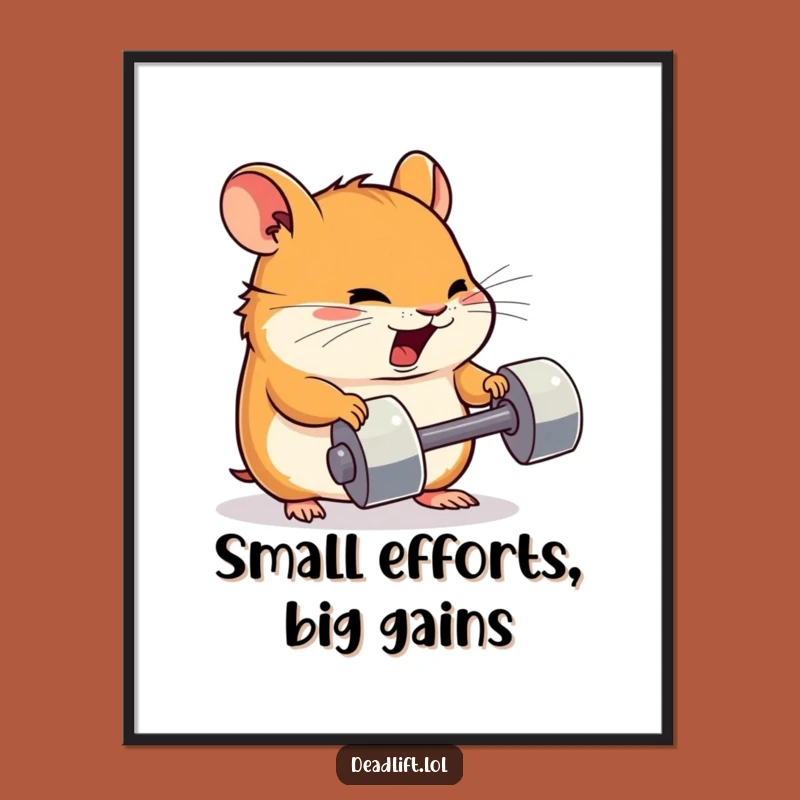 Free Printable Hamster Art: Determined Dumbbell Lift Wall Decor Download