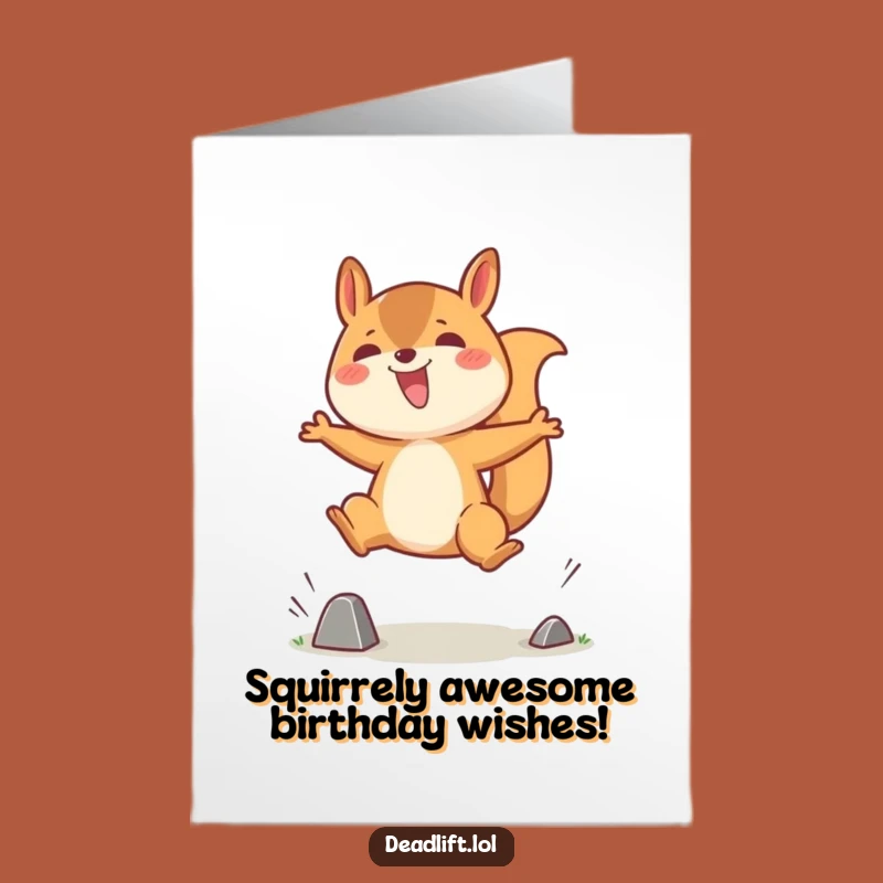 Funny Free Printable Birthday Card: Kawaii Squirrel Jumping Joyfully, Perfect DIY Downloadable Gift