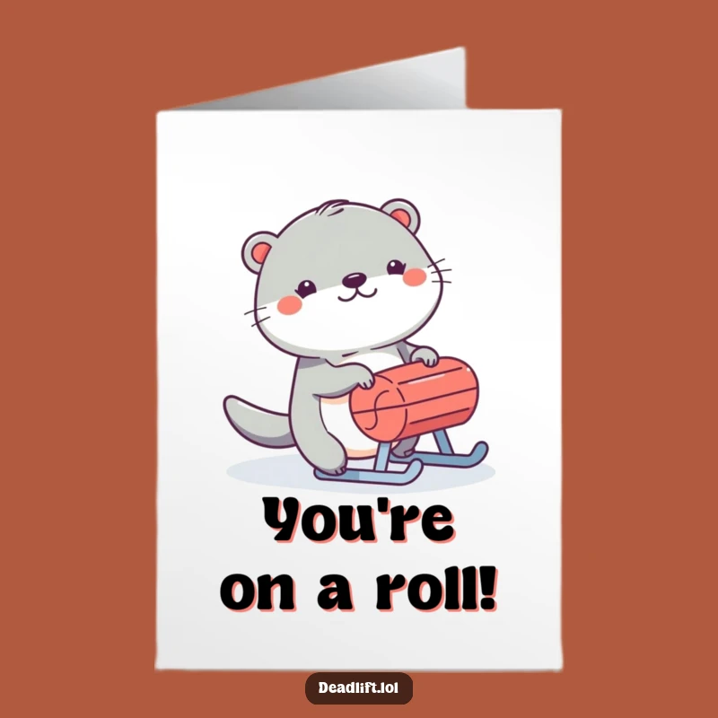 Free Printable Congrats Card: Kawaii Otter's Sledding Success!, Downloadable Celebration