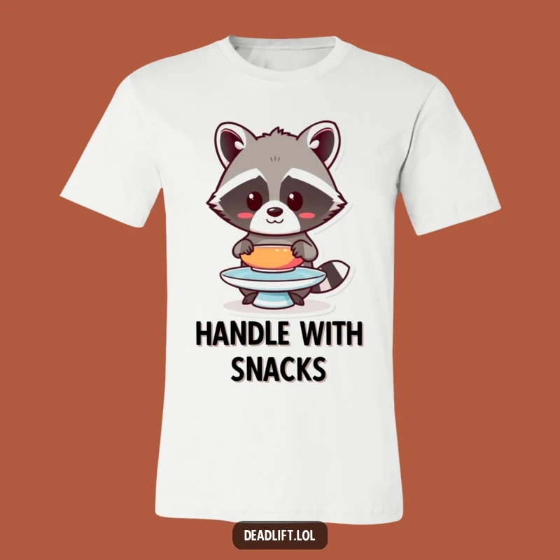 Funny Kawaii Raccoon Plate T-Shirt - Focused Balance Tee for Humorous Gifts