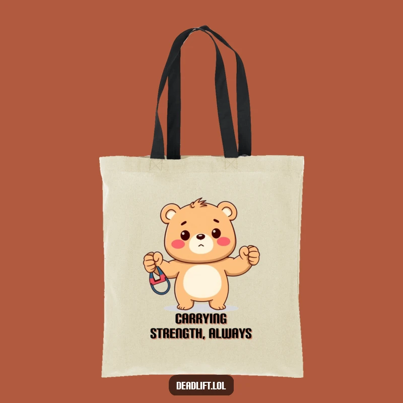 Funny Kawaii Bear Gym Tote Bag, Stylish and Humorous Fitness Carryall