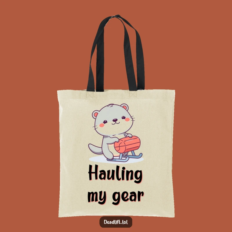 Funny Kawaii Otter Tote Bag - Humorous Sled Push Accessory for Gifts